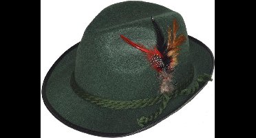 Oktoberfest hoed - Tiroler outfit - Verkleedaccessoires - Met touw - Met veren - Groen