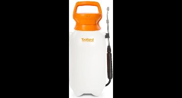 Toolland Drukspuit, elektrisch, herlaadbare batterij, telescopische lans, regelbare sproeikop, schouderriem, 8 liter, wit/oranje/zwart