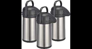 HI Thermoskan - 3x stuks - 2,2 liter - RVS -13 x 34 cm - isoleerkan - koffiekan - theekan - warmhoud kan - Koffie/thee meenemen
