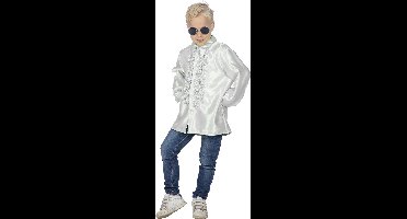 Witte Ruchesblouse Satijn Foute Disco Kind