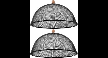 Esschert Design Luxe stevige vliegenkap/voedselkap - 2x - zwart - metaal - D43 x H21 cm - Afdekkappen