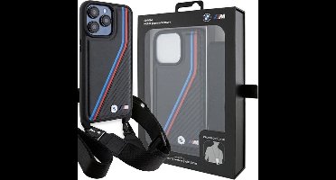 BMW Backcase hoesje geschikt voor iPhone 15 Pro Max - Effen Zwart - Kunstleer