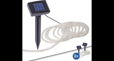 Lichtslang buiten 'Rope' - Voordeelset van 2 stuks - 2x10 meter - Lichtsnoer buiten - Solar tuinverlichting - Met los solarpaneel - Lichtsnoer op zonne-energie