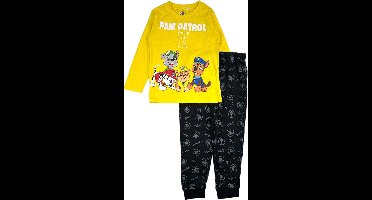 Paw Patrol 4 pups pyjama katoen geel/zwart maat 92