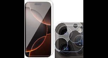 Screenprotector & Camera geschikt voor iPhone 16 Pro - Gehard Glazen Tempered Glass Krasbestendig