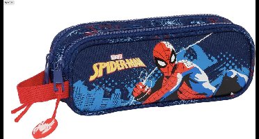 Pennenetui met 2 vakken Spider-Man Neon Marineblauw 21 x 8 x 6 cm