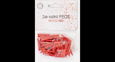 72 Mini houten knijpers Rood - Feest Thema Polaroid Foto Ophangen Klein Knijper