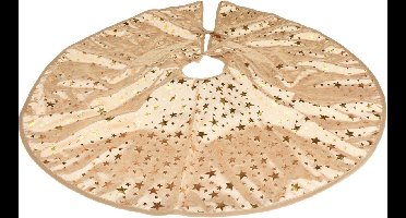 Home & Styling kerstboomrok - champagne/goud - 90 cm - polyester - rond - kerstboomrokken