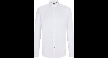 BOSS Joe regular fit overhemd - structuur - wit gestreept - Strijkvriendelijk - Boordmaat: 45