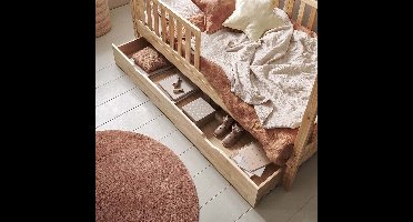 Petite Amélie Opberglades op Wieltjes 'Maison' 80x160 cm - Warme Naturel - Perfect voor Onder het Maison Kinderbed 80x160 cm - Extra Opbergruimte voor Speelgoed, Kleding of Beddengoed - Houdt de Kamer Netjes en Rommelvrij