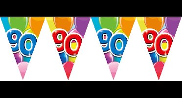 Vlaggenlijn 90 jaar 10 meter - Verjaardag Feestje Vlag Vlaggen Versiering Slinger Feestdecoratie Decoratie