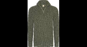 Mario Russo Rib Skipper - Heren Trui - Half Zip - Agave Groen - XL