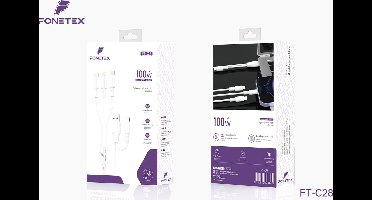 FoneTex Oplaadkabel – 1M – Wit- 5 in 1 – Snellader – Apple Lightning / USB-C / USB-C – 100W Fast Charge Output – Geschikt voor iPhone / Samsung / Huawei - (3x USB-C, 1x USB-A, 1x 8 Pin)