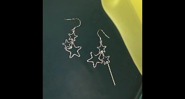 Gading® dames oorbellen met sterren-4mm-57mm-zilver 925