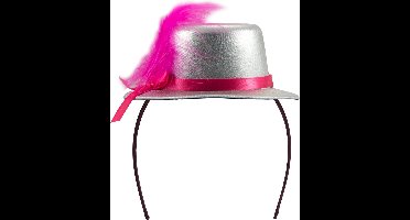 Tiara met hoedje metallic zilver