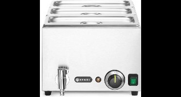HENDI Bain-marie set met afvoerkraan – 3x GN 1/3 en deksel – energiebesparend – roestvrij staal – 230V/1000W