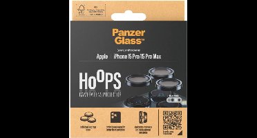 PanzerGlass Optical Hoop Rings Geschikt voor Apple iPhone 15 Pro / 15 Pro Max - Camera Lens Protector Glas - Schokbestendig - Krasbestendig - met Applicator - Metaal Blauw