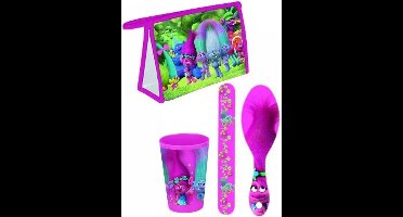 Trolls toilet tas, haarborstel, tandenborstel doosje en drinkbeker