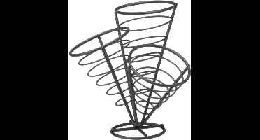 HENDI Friteszakkenhouder – Zwart draadframe – 3 vakken – 270x270x280 mm