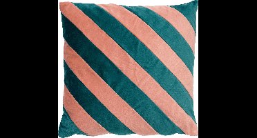Dutch Decor PEBBE - Kussenhoes velvet 45x45 cm - sagebrush green - groen - strepen - met rits - zonder binnenkussen