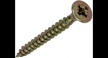 SAM. Verzinkte Spaan plaat schroef. Plat- Kop 50 stuks  Hout-Schroeven. 4,0 x 35 mm.