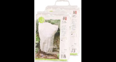 2x stuks plantenhoezen tegen vorst met aantrekkoord wit 1,5 meter x 110 cm 50 g/m2 - Beschermhoezen planten