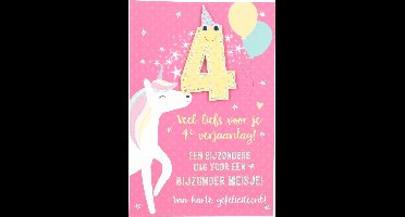 Cijferkaarten - De mooiste Leetijd - Verjaardagskaart Veel liefs voor je 4e verjaardag! Een?