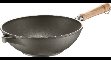 Berndes Wok - Bonanza - Essenhouten Steel - 28 cm - Grijs