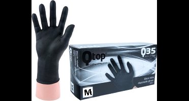 Qtop nitril wegwerp handschoenen latex-en poedervrij - zwart - maat M
