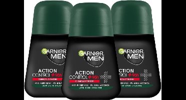 Garnier Men Deodorant Roll On Action Control+ 96h - Anti-Perspirant Deodorant Roller - 3 X 50ml - Deodorant Man