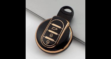 Zachte TPU Sleutelcover - Sleutelhoesje Geschikt voor Mini Cooper / Cooper S / Clubman / Countryman - Zwart Metallic - Sleutel Hoesje Cover - Auto Accessoires