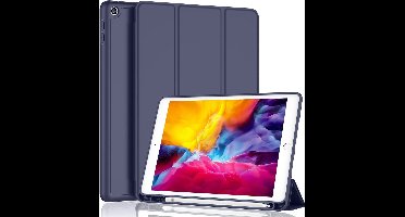 Hoes geschikt voor iPad Air 2 met pencil houder smart bookcase Donker Blauw - Hoes geschikt voor iPad Air 2 Cover - Air hoes met pencil smart cover - Hoes geschikt voor iPad Air 2 case - Hoes geschikt voor iPad air cover met apple Pencil Vakje