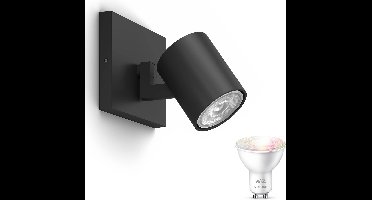 WiZ Runner Opbouwspot (Zwart) - Wit en Gekleurd Licht - Wandspot of Plafondspot met 1 Lichtpunt - GU10 - Te bedienen via WiFi