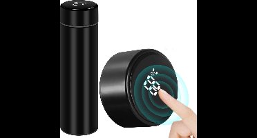 Thermosfles met LED Temperatuur Display – Slimme Thermoskan - Zwart - Touch Display - RVS