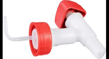 Hünnersdorff Afvoerkraan voor industriële bussen, geschikt voor chemicaliën, zuren & logen, draaigreep, PE, wit-rood, diverse uitvoeringen