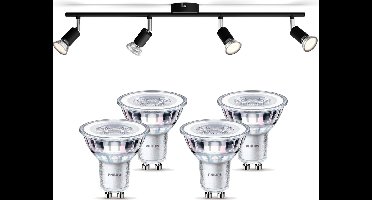 Philips Limbali Opbouwspot (Zwart) - Warmwit Licht - Plafondspot met 4 Lichtpunten - GU10 - Niet Dimbaar