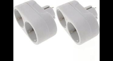 Benson Stopcontact Splitter - 3x stuks - duo - wit - randaarde - stopcontactsplitters