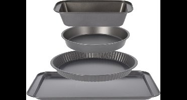 La Cucina Bakvormen Set - 4 Delig - met Anti-Aanbaklaag - Metaal - Zwart