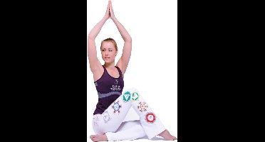 Yoga handgeschilderde chakra broek katoen wit L