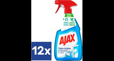 Ajax Triple Action Glasspray (Voordeelverpakking) - 12 x 750 ml