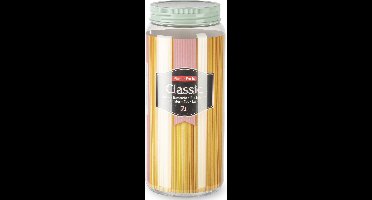 Plasticforte keuken voedsel voorraadpot - weckpot - mintgroen - 2 liter - kunststof - met deksel - 11 x 25 cm