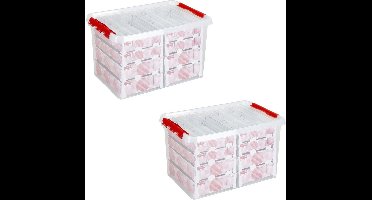 2x Kerstballen opruimen opbergboxen 62 liter - voor 116 kerstballen per box - Kerstversiering/kerstdecoratie kerstballen opruimen/opbergen