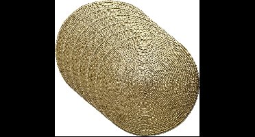 Gerimport Placemat - 6x - metallic goud - dia 38 cm - rond - geverfd jute.- onderlegger - kerstdiner/diner placemats