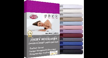 Double Jersey Hoeslaken - Hoeslaken 160x200+30 cm - 100% Katoen  Pruim