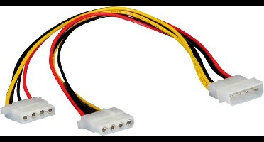 Molex (m) - 2x Molex (v) splitter - 0,30 meter