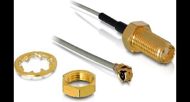 MHF I (v) - SMA (v) kabel - Micro Coax (1,13 mm) - 50 Ohm / grijs - 1 meter