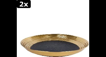 2x Schaal Luuk goud/zwart metaal 33x33x4cm