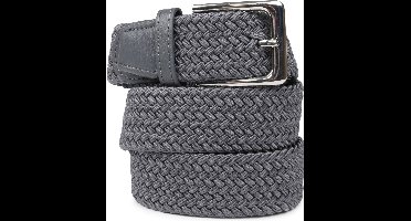 Suitable Geweven Riem Donkergrijs - Maat 95 - Dames en Heren - Elastisch gevlochten stretch riem - 3,5cm breed - Riem gevlochten