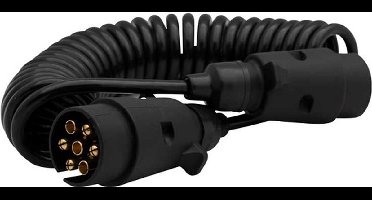 Spiraalkabel 7 aderig met 2x 7 polige stekker - 5 meter uitgetrokken - kunststof stekker