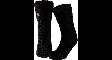 Apollo Huissokken - zwart - anti-slip - fleece/gebreid - heren - one size -slofsokken - Slaapsokken/bedsokken